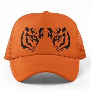 🆕Tiger Eyes Orange Foam Trucker Hat Mesh Snapback Cap
